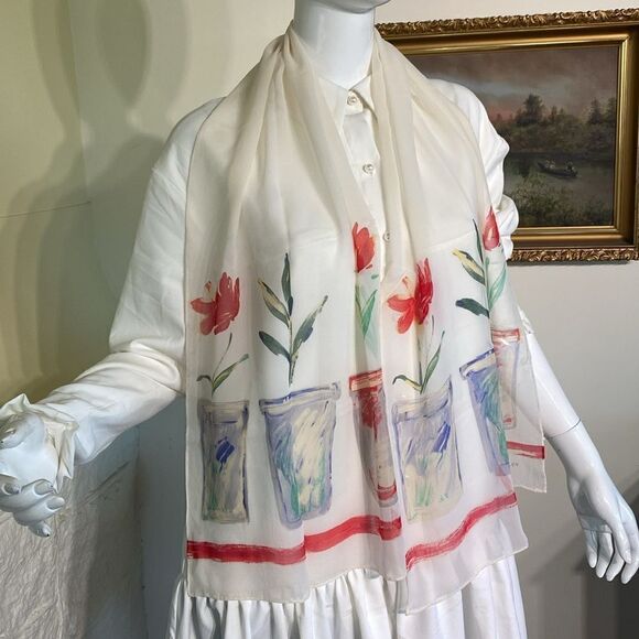 Laura Ashley Light Floral Rectangular Scarf - Picture 2 of 6